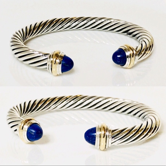 David Yurman 7mm Lapis Lazuli Cable Cuff Bracelet - Picture 2 of 7